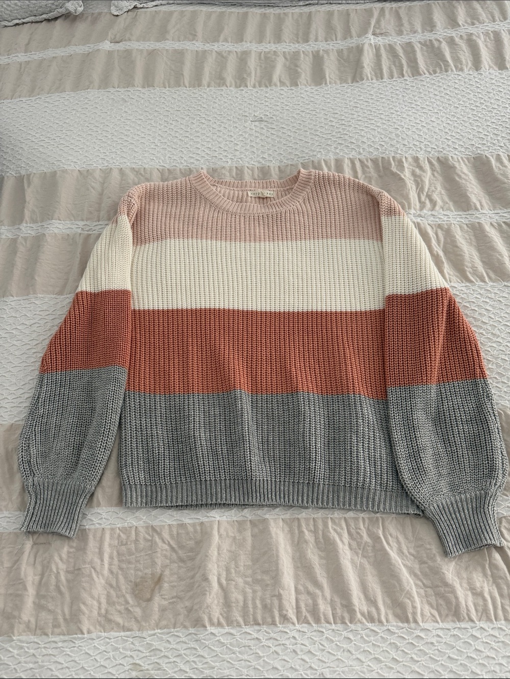Copper Key Colorblock Striped Sweater - Pink, Cream, Rust, Gray